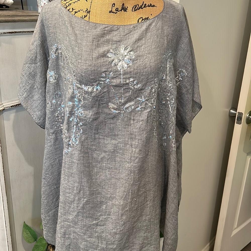 Trezo grey and sparkle oversized tunic one size